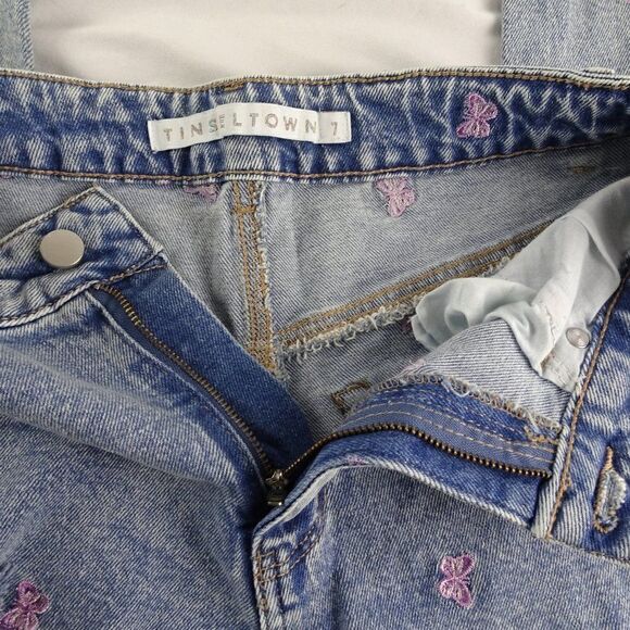 Tinseltown Juniors Embroidery Butterflies Distressed Jeans Size 7 - Picture 4 of 10